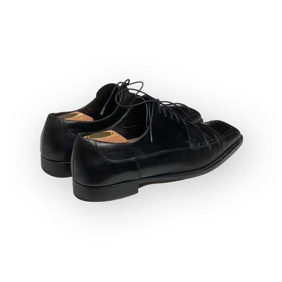 Luxe: Mezlan ♔ Square Toe Stitched Lace Up Dress Shoes ♔ Black Leather ♔ 11.5 ♔ - Picture 2 of 16
